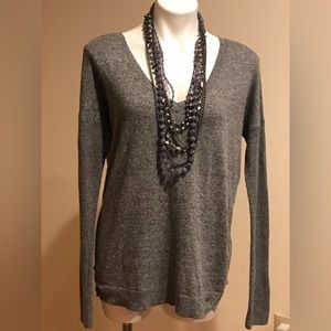 American Eagle Outfitters Women Gray V Neck Pullover Casual Sweater Size SP